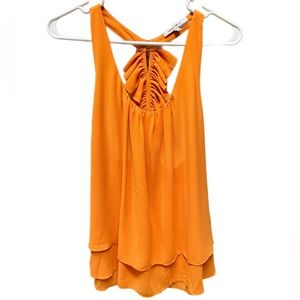 Orange Racerback Ruffleback Blouse